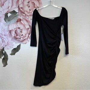 ASTR the Label Black Bodycon Ruched Midi Dress NWT Medium